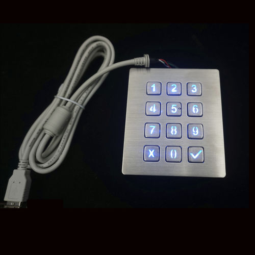 Backlit keypad - MKA-34-NL-V1 - MATE TECHNOLOGY SHENZHEN LIMITED - 12-key / panel-mount / stainless steel