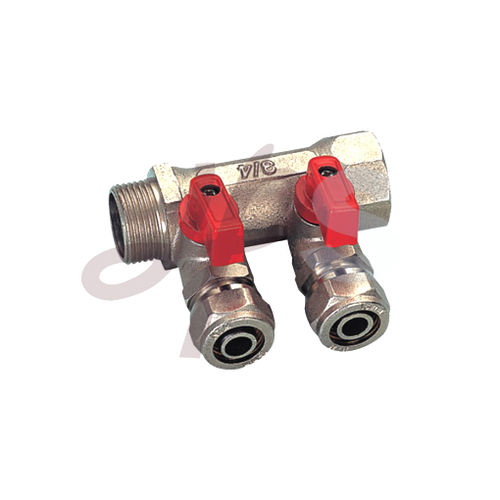 2-channel manifold - HM01 - Ningbo Yinzhou Plumbing Hardware Co., Ltd. - brass / heating