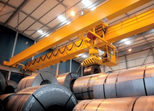 Double-girder overhead crane - Henan Kuangshan Crane Co., Ltd. - light-duty / for warehouse / with magnetic clamping