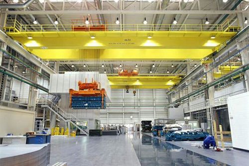 Double-girder overhead crane - Henan Kuangshan Crane Co., Ltd. - aluminum / light-duty / for warehouse