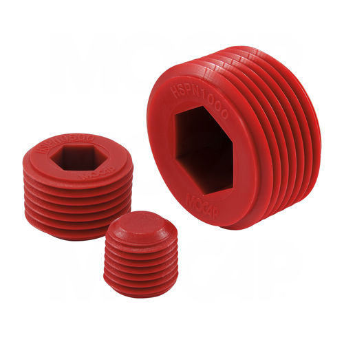 Round plug - HSPN series - MOCAP LTD - with hexagonal head / threaded / PP