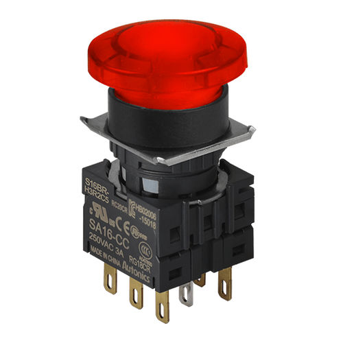 Mushroom push-button switch - S16BR series - Autonics - illuminated / non-illuminated / panel-mount