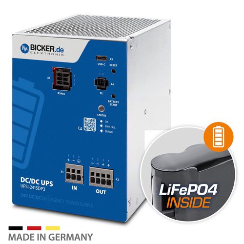 DC UPS - UPSI-2415DP3 - Bicker Elektronik GmbH - all-in-one / 24 V / LiFePO4