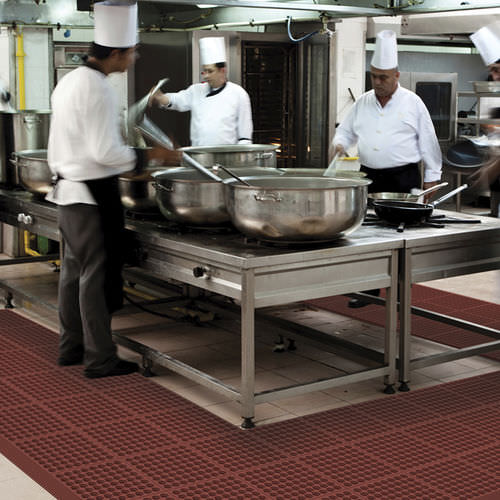 Anti-fatigue mat - Cushion Ease™ Red 550RD - Justrite Safety Group - bubble / nitrile rubber / for the food industry