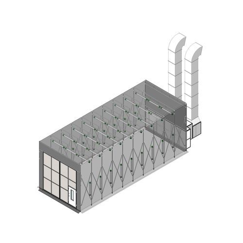 Retractable paint booth - Mecatelier - closed circuit / for heavy trucks / heavy equipment