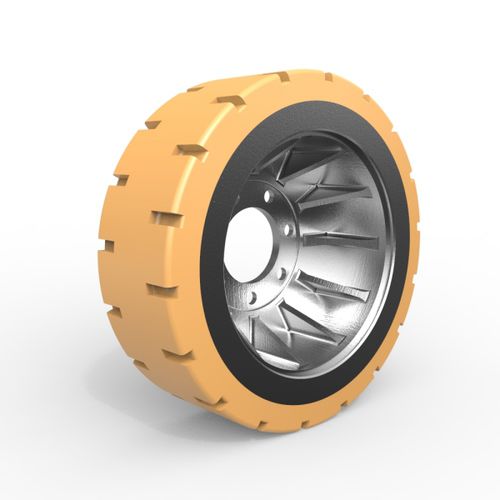 Wheel with solid tire - Grooved - Dongguan Yalide Technology Co.,LTD - polyurethane / for materials handling / for machinery