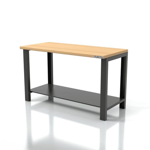 Wooden workbench - AR-FL042 - FLECTA - with shelves / rugged
