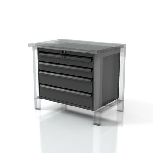 Storage cabinet - AR-FL046 - FLECTA - under-bench / 4-drawer / metal