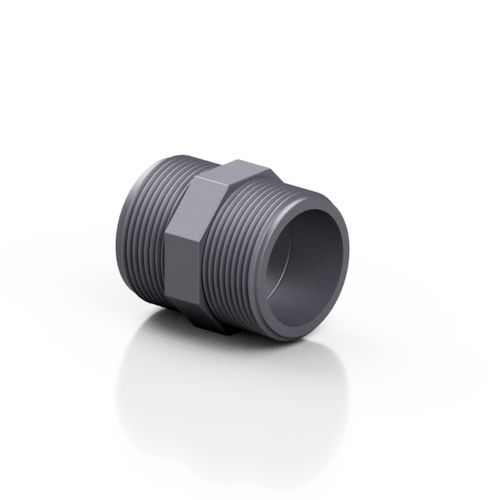 PVC-U nipple - RERNIE series - Effast - threaded / straight / hexagonal