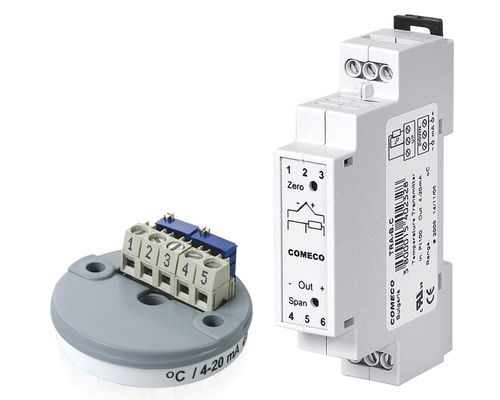 DIN rail mount temperature transmitter - -50 °C ... +1 600 °C | TRA series - Comeco Control & Measurement - thermocouple / analog / process