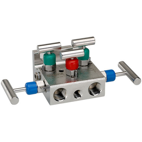 5-way manifold - 5 series - NOSHOK - stainless steel / isolation / flange