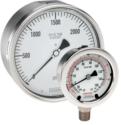 Dial pressure gauge - 400, 500 series - NOSHOK - stainless steel / Bourdon tube / corrosion-resistant