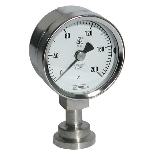 Dial pressure gauge - 10  - NOSHOK - stainless steel / Bourdon tube / for the food industry