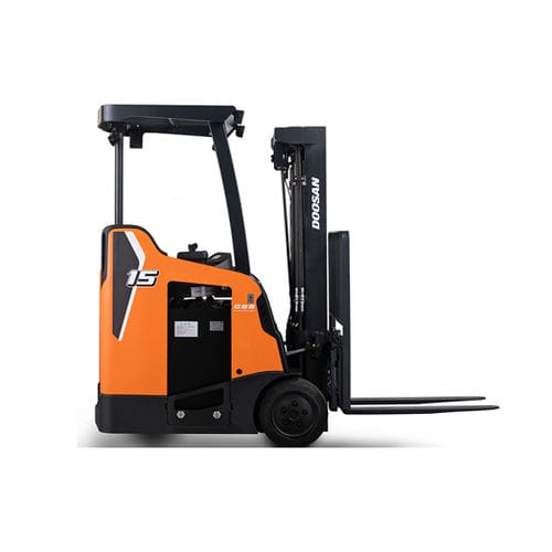 Electric forklift - BxxSU-9 series - Daewoo Industrial Vehicles - stand-on / for warehouse / narrow-aisle