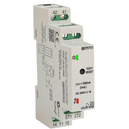 Earth-leakage protection relay - LELRF-0300 - Broyce Control - SPDT / AC / DIN rail
