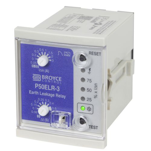 Earth-leakage protection relay - P50ELR-3 - Broyce Control - SPDT / panel-mount / adjustable
