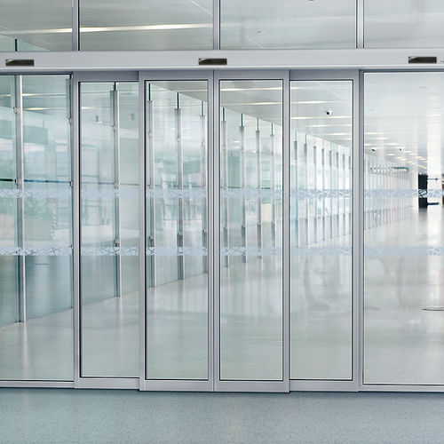 Telescopic door PORTALP sliding / pedestrian / aluminum