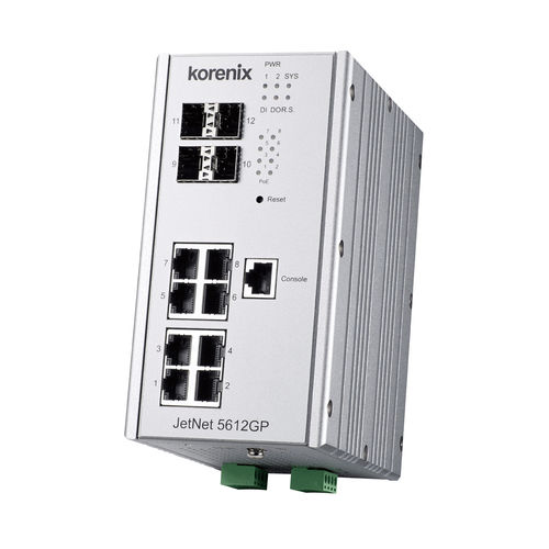 Managed ethernet switch - JetNet 5612GP-4F - Korenix Technology - 12 ports / layer 2 / gigabit Ethernet