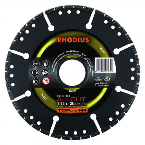 Steel cutting disc - DG210 ALLCUT - RHODIUS - for stone / steel / diamond-coated