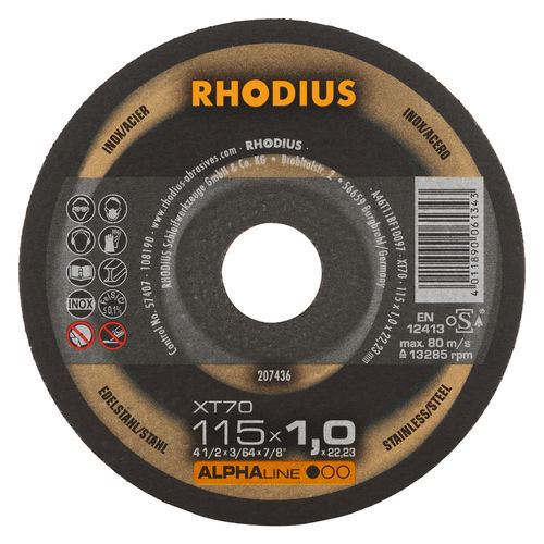 Metal cutting disc - XT70 - RHODIUS - steel / thin