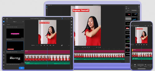 Interface software - PREMIERE RUSH - ADOBE - quality / sharing / video editing