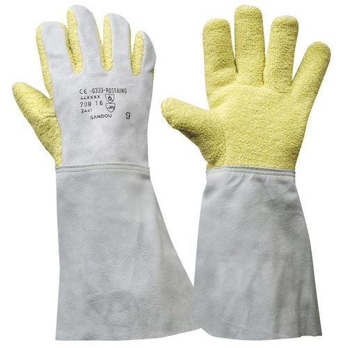 Handling glove SANDOU ROSTAING heatresistant / leather / oversleeve