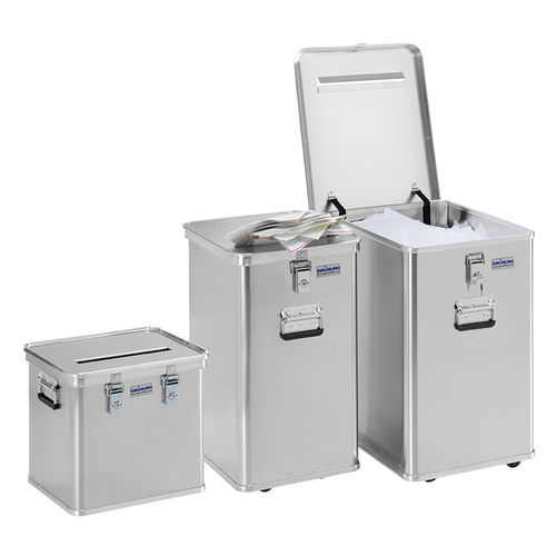 Aluminum waste bin - G®-DOCU A 1569/D1009 - Gmöhling Transportgeräte GmbH - for paper / with lid / with handle