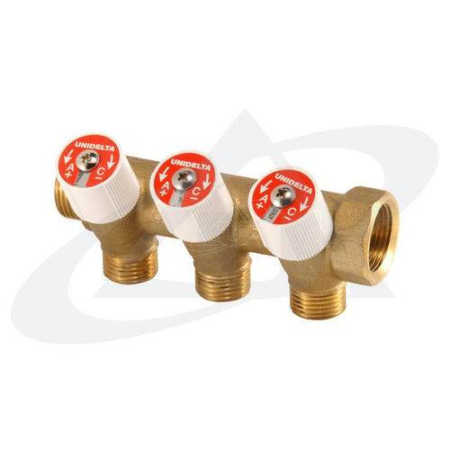 3-way manifold - 4098 series - Unidelta S.p.A. - brass / distribution / for heating