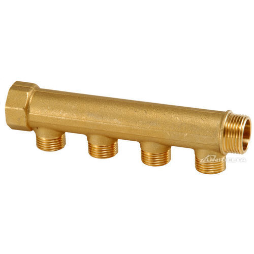 4-way manifold - 4099 series - Unidelta S.p.A. - brass / for high-temperature applications / distribution