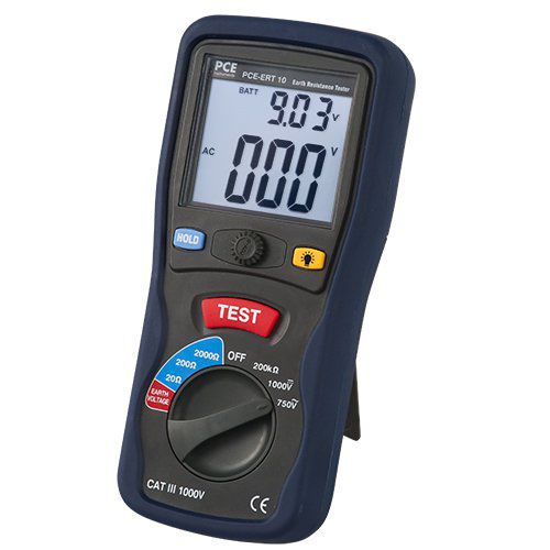 Earth resistance tester - PCE-ERT 10 - PCE Deutschland GmbH - voltage / handheld / with LCD screen