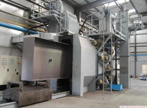 Overhead conveyor shot blasting machine - 81 kg/h | 12W - 0.8 x 2.0 - Steelex International - 12-wheel / for metal