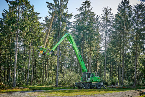 Wood material handler - 738 E - SENNEBOGEN Maschinenfabrik GmbH - rubber-tired / hydraulic
