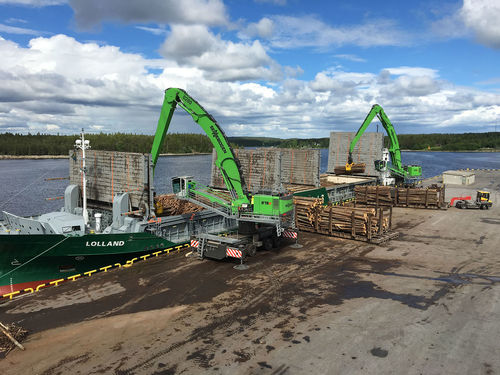 Rubber-tired material handler - 875 E Hy­brid series - SENNEBOGEN Maschinenfabrik GmbH - hydraulic / electric / hybrid