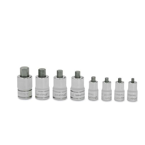 Hexagonal-head screw screwdriver bit set - Combination Drive SAE Hex Bit Stubby Socket Driver Set - Snap-on - chromed metal / steel / alloy