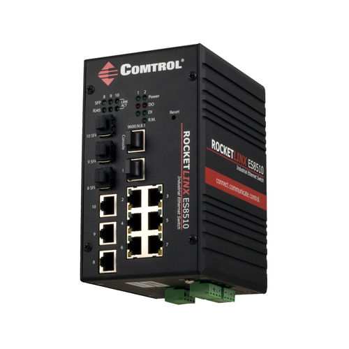 Managed switch - RocketLinx ® ES8510-XT - Comtrol Corporation - 10 ports / gigabit Ethernet / fiber optics