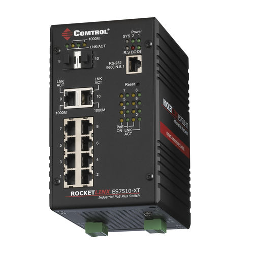 Managed switch - RocketLinx® ES7510-XT - Comtrol Corporation - 10 ports / gigabit / PoE