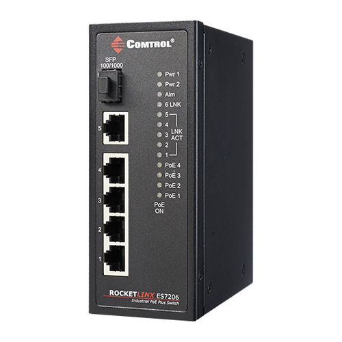 Unmanaged switch - RocketLinx ® ES7206-XT - Comtrol Corporation - 6 ports / gigabit / DIN rail
