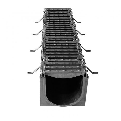 Polypropylene drainage channel - CC PP D400 - Fonderie Belli SPA - cast iron / with grating / flat