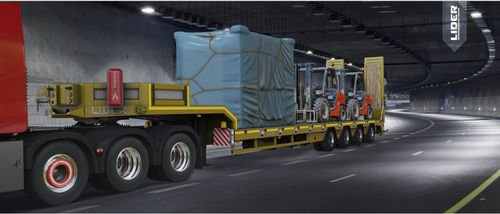 Low-loader semi-trailer - lider trailer - 4-axle / with inertia braking / extendable