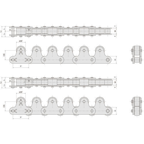 Transmission chain - TR - Sugiyama Chain Co., Ltd. - steel / roller / attachment