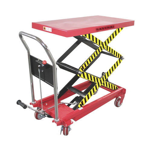 Double-scissor lift table - SPT35S - SANTSAI MACHIENRY - foot-operated / mobile / for order picking