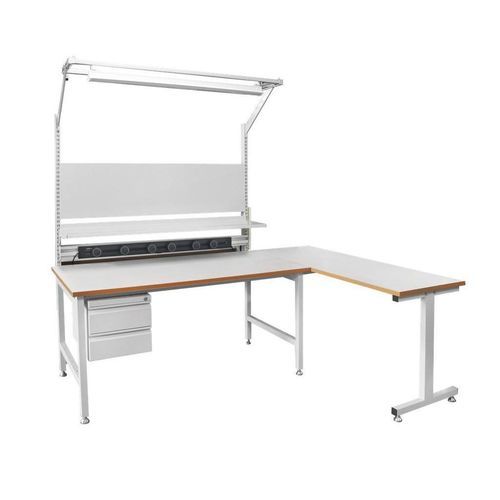 Industrial workstation - L-shaped-12060 - TPS Elektronik GmbH - modular / ESD / custom