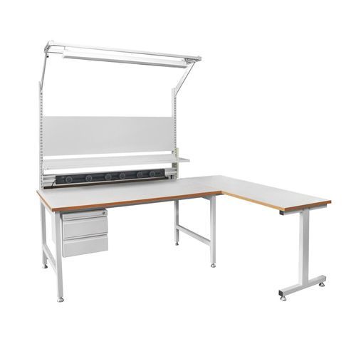 Plastic workbench - L-shaped-18390 - TPS Elektronik GmbH - assembly / for workshops / with drawer