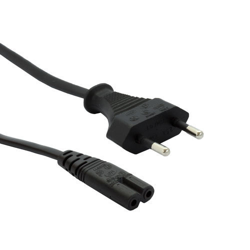 Power cord with plug - IEC60320-C7-EU-Black - TPS Elektronik GmbH - for IEC connector