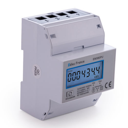 Three-phase electric energy meter - EM380PU - ZELEC - single-phase / DIN rail / RS-485