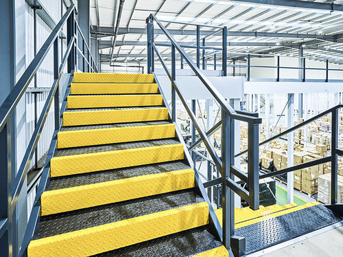 Straight staircase - John Scott Works Ltd - aluminium / with handrails