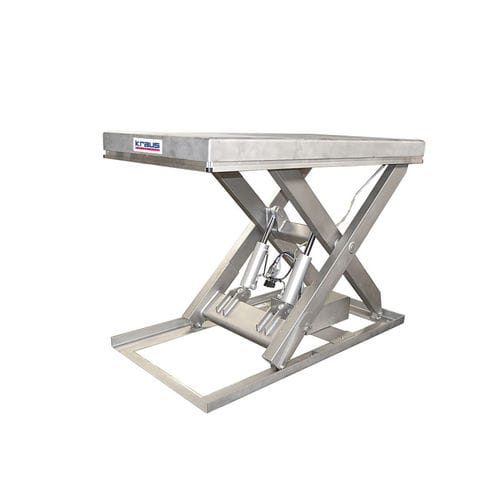 Simple scissor lift table - TL 1000SS stainless steel - KRAUS Betriebsausstattung und Fördertechnik GmbH - electro-hydarulic / stationary