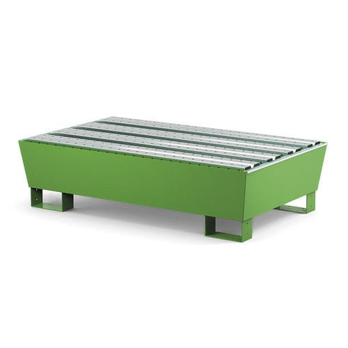 Drum spill pallet - 002191 - COMI endless storage - galvanised steel / with galvanized grid / stackable