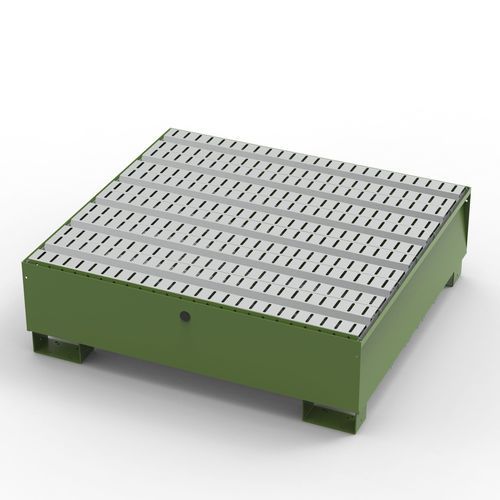 Drum containment bund - 001286 - COMI endless storage - 4-drum / galvanised steel / mobile