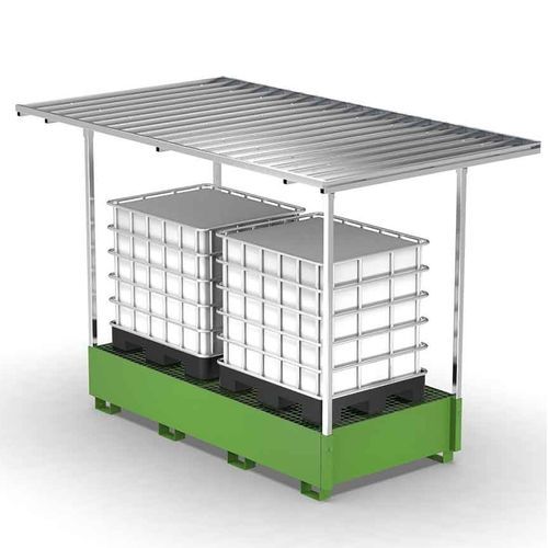 IBC container spill pallet - 013630 - COMI endless storage - galvanised steel / with galvanized grid